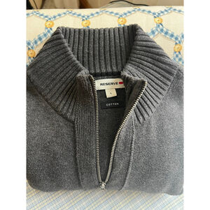 Men's RESERVE Charcoal Gray Zip Up Sweater Size L